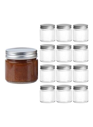 12-Piece Mason Jar With Lid Set Clear 200ml