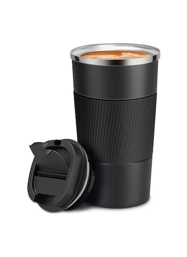 Travel Coffee Mug, Spill Proof Leakproof 16 oz Insulated Coffee Mug with Screw Lid, Stainless Steel Vacuum Tumbler, Reusable Thermal Coffee Cup for Hot and Cold Drinks, 510ml, Black