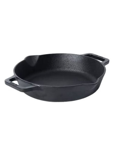 Pre-Seasoned Cast Iron Skillet with 2 Side Handles 22cm Black - MY48447