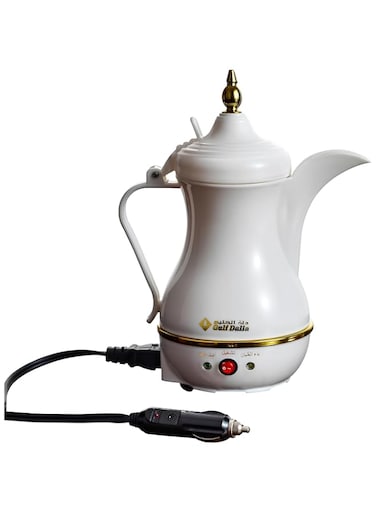 Arab Gulf Dalla Arabic Kehwa Tea Coffee Maker With Car Charger/Adapter For Traveling 400 Ml White GA-C91844