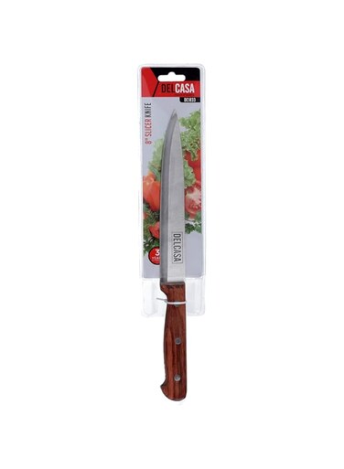 Delcasa DC1833 8" Designed Cleaver Knife with Wooden Handle - Razor Sharp Meat Stainless Steel Vegetable Kitchen Knife, Multipurpose for Home   Ideal Cutting Meat, Fish, &amp; More