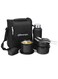 SOPL OLIVEWARE Teso Pro Lunch Box   3 Stainless Steel Containers   Plastic Pickle Box   Steel Spoon &amp; Fork   Insulated Fabric Bag   Leak Proof   Microwave Safe   Full Meal   Easy to Carry (Black)