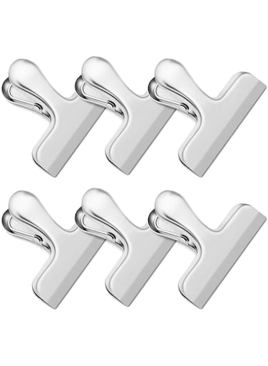 sddjqy Chip Clips, 6 Pack Bag Clips, Chip Clips Bag Clips Food Clips, Stainless Steel Bag Clips for Food, Office Kitchen Home Usage Storage