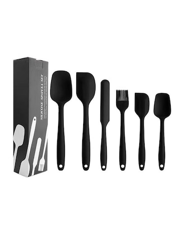 6-Piece Silicone Spatula Black 200grams