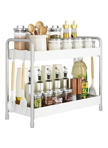 Uniface Spice Rack, 2 Tier Spice Rack Organizer, Seasoning Organizer, Spice Organizer for Countertop, Bathroom Kitchen Countertop Organizer, Spice Storage Shelf Freestanding Spice Holder