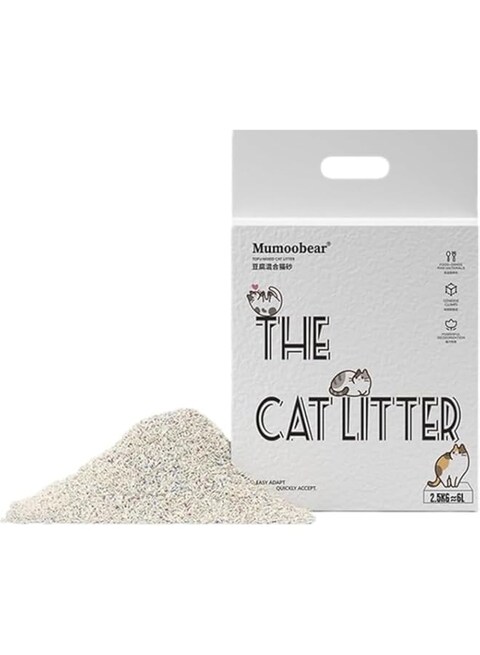 Mumoo Bear Cat Litter - Chipboarding, Recyclable and Biodegradable Mix with Tofu and Bentonite, Toilet Discharge