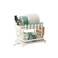 2-Tier Dish Drying Rack with Utensil Holder, 42cm Kitchen Organiser with Glass Storage, Black