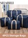 4PCS Large-Capacity Foldable Storage Bags with Zipper and Reinforced Handles &acirc;&euro;&ldquo; Non-Woven Closet Organizers for Clothing, Jeans, Bras, Leggings, Sweaters, Moving &amp; Home Use (Dark Blue)
