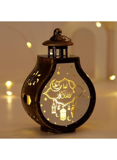 Goodern Eid Ramadan Candle Lantern,Ramadan Decorative Lantern Eid Mubarak Moon Star LED Candles Hanging Lantern Ramadan Gifts Eid al-Fitr Mubarak Lanterns for Islamic Muslim Party Festival Decor-Brown