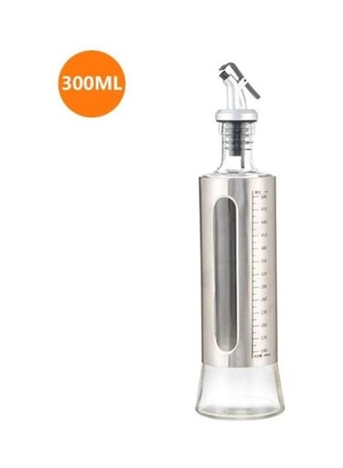 Oil and Vinigar Dispenser with Lever Release Pourer Silver/Black