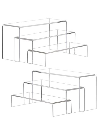 ANDGOO (Rectangular shape) - Display Risers, 6 Pcs Rectangular Clear Acrylic Showcase Collectibles Display Stands Suitable for Retail Shoe Showcase Jewellery Funko Pop Figures