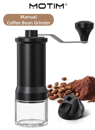 Manual Coffee Bean Grinder with Ceramic Conical Burr and Hand Crank Cleaning Brush for Aeropress Espresso Pour Over French Press