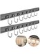 HASTHIP&reg; Kitchen Hook, Stainless Rail Hook, with 7 Mobile Metal Hooks and Punch-Free Design Sliding Rail Hook, Heavy Duty Robe Towel Wall Hooks for Kitchens Bathrooms and Offices(2PCS)