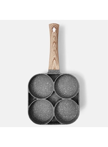 wfycw Multi Egg Frying Pan, Non-stick Egg Pan with 4 Holes, Fried Poached Egg Burger Steak Pan, Breakfast Skillet Cooker for Home Kitchen Cooking Tool