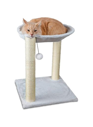 Mumoo Bear Cat Tree And Scratcher- Two Sisal Scratching Posts, Hammock Style Lounging Bed And Interactive Hanging Toy For Cats And Kittens