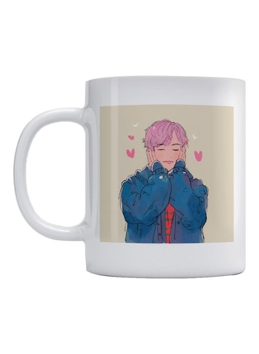 BTS Squad Printed Mug White/Blue/Beige 350ml