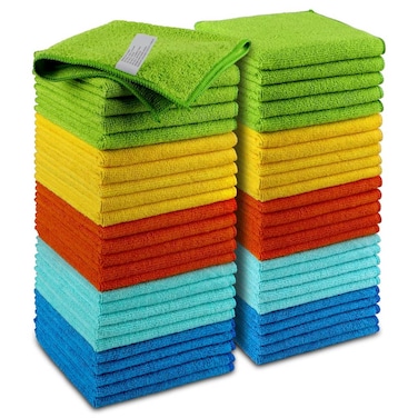 Microfiber Cleaning Cloth - Microfiber Towel for House Cleaning, Kitchen or Automotive Use, Highly Absorbent, 50 Pack