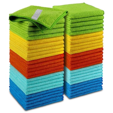 Microfiber Cleaning Cloth - Microfiber Towel for House Cleaning, Kitchen or Automotive Use, Highly Absorbent, 50 Pack