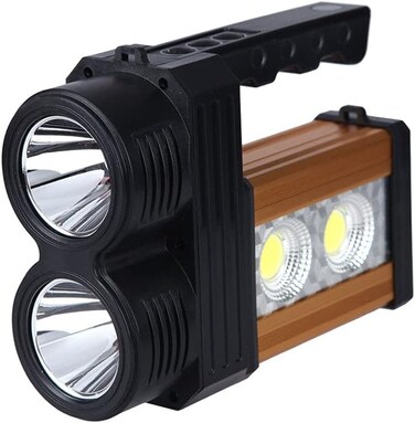 Crony At-298 Solar Power System Torcia Lampada A LED Ricaricabile Emergenza 10W 200 Metri USB Luce Gialla Bianca