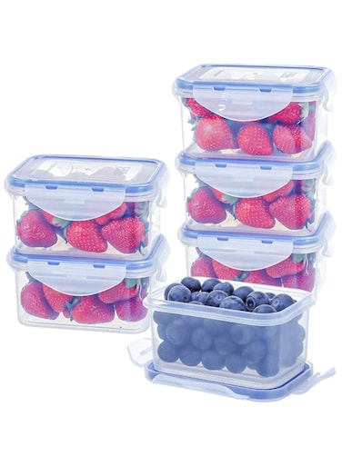 Azonee 6 Pack Small Food Containers with Lids, 500ML Airtight Meal Prep Containers Snack Pots Reusable Sauce Fruit Containers BPA Free