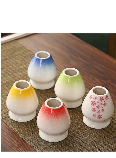 pattern ceramic matcha tea cup, coffee cup, water cup, tea cup in 5 different colors (5 pieces)