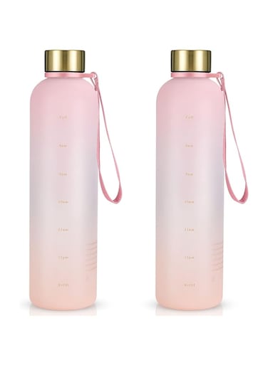 Tronco 32 oz Motivational Water Bottle with Time Marker,Reusable Tritan Water Bottle Perfect for Sport and office/Outdoors,BPA Free Frosted Plastic Bottle Leak proof with Carry Strap,BPA Free