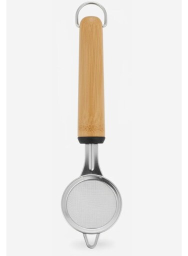 Compact Stainless Steel Tea Strainer with Wooden Handle &acirc;&euro;&ldquo; Fine Mesh Infuser for Single Cup Brewing (6 cm)