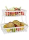 DESALOV 2 Tier Countertop Fruit Basket Detachable Metal Organizer for Kitchen Bread Vegetable Fruits, Large Capacity Rectangular Storage Stand Bowls (White)