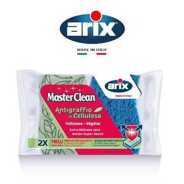 Arix Master Clean Non-Scratch Cellulose Sponge Scourer 2pcs - Perfect for Kitchen Use