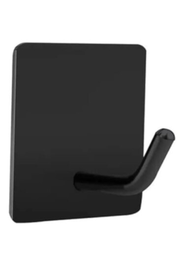 RAHALIFE Stainless Steel Sticky Hook Kitchen Bathroom Multi-functional Wall Mount Black - 4.5x4.5x3 cm