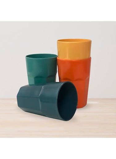 Plastic Drinking Tumbler 4Pcs Set (12Cm)   Unbreakable &amp; Dishwasher Safe
