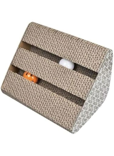 COOLBABY Cat Scratcher With Bell And Ball Beige/Grey 27.9x17.8x23.9cm