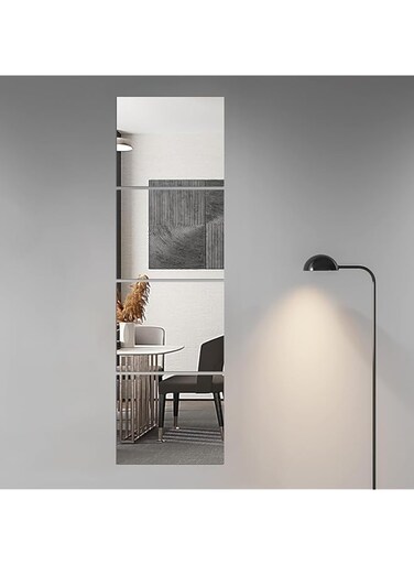 SKY-TOUCH 4PCS 30 * 30cm Glass Full Length Wall Mirror Tiles : Frameless Wall Mounted Mirror for Home Office Bedroom Living Room Bathroom Door Gym