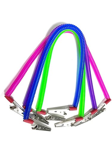 Ceonam 4 Pieces Multicolor Napkin Holder Bibs Clips for Dental, Neck Chains with Metal Clips for Dental Clinic, Home Dining Clothing Protector for Adults Kids Babies