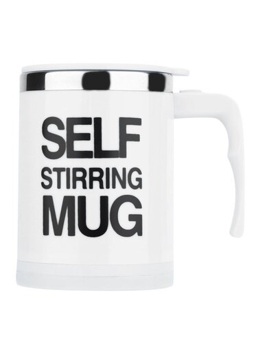 Self Stirring Mug White/Silver 8.8x8.8x12.1cm