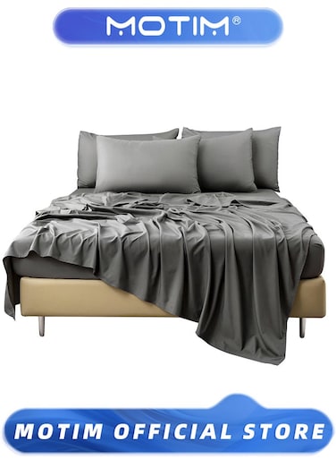 5 Star Luxury Hotel Quality 4 Piece Queen-Size Sheet Set Bedsheet Set &amp; Pillowcases (Grey)