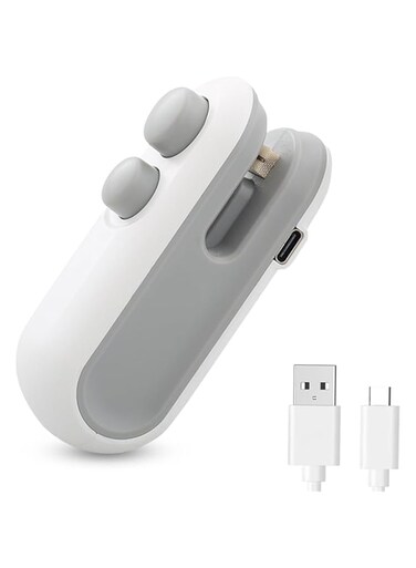 Wisfunlly Mini Bag Sealer, 2 in 1 Handheld Bag Resealer Heat Bag Sealer with Cutter for Chips Snacks, Rechargeable Plastic Portable Food Sealer Bag Heat Seal Sealer Vacuum Automatic Sealing Machine