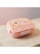 MOBCOS Kids Stainless Steel Bento Lunch Box with Rabbit Design, Insulated Carrying Bag, 4-Compartment Food Container with Spoon &amp; Fork, Pink