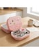 MOBCOS Kids Stainless Steel Bento Lunch Box with Rabbit Design, Insulated Carrying Bag, 4-Compartment Food Container with Spoon &amp; Fork, Pink