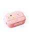MOBCOS Kids Stainless Steel Bento Lunch Box with Rabbit Design, Insulated Carrying Bag, 4-Compartment Food Container with Spoon &amp; Fork, Pink