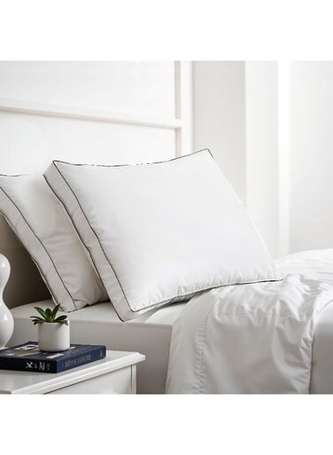 Gusset Plush Stripe Pillows Queen Size Set of 2 ( 50x75cm/20&acirc;&euro;x30&acirc;&euro;) Bed Pillows for Sleeping, Gusset Plushed Pillows for Back, Stomach or Side Sleepers, Hotel Pillows with Down Alternative Filling