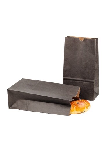 Bag Tek 6lb Paper Bags, 100 Disposable Lunch Bags - Medium, For Lunches, Sandwiches, And Snacks, Black Paper Kraft Paper Bags, For Shopping, Party Favors, Or Gifts,
