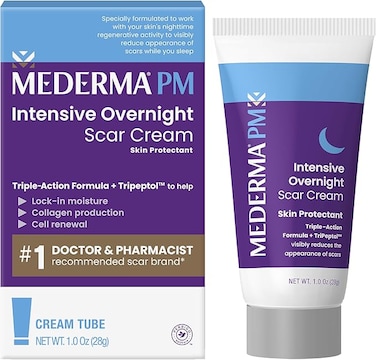 Mederma PM Intensive Overnight Scar Cream Advanced Scar Treatment that Works with Skin's Nighttime Regenerative Activity 1.0 oz 28g, White, 1 Ounce (Pack of 1)