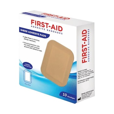 First Aid Adhesive Bandages Sheer Adhesive Pads, 10 Bandages