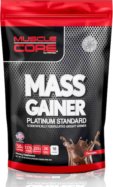 Muscle Core Mass Gainer Platinum Standard, Scientifically Formulated Weight Gainer, Chocolate Flavour, 12Lb
