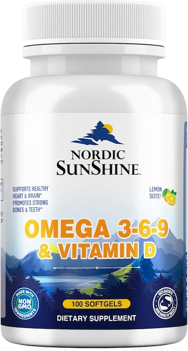 نورديك صن شاين اوميجا 3 6 9 688 مجم وفيتامين دي 25 مجم، 100 كبسولة هلامية