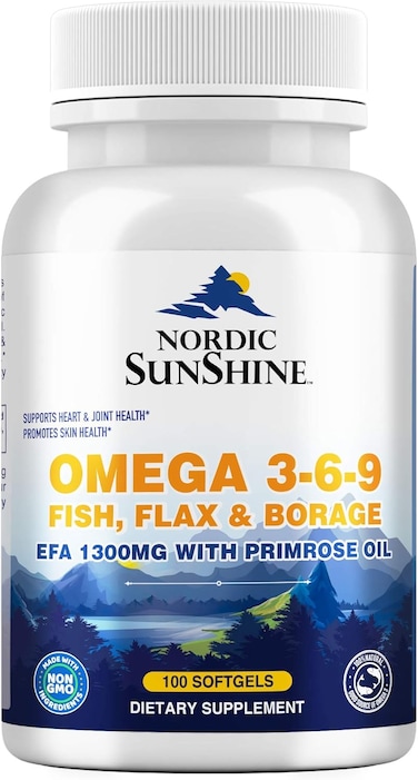 Nordic Sunshine Fish Flax &amp; Borage 3 6 9 With Primrose Oil, 100 Softgels