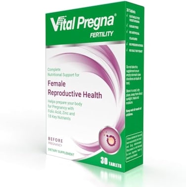 Vital Healthcare Vital Pregna Fertility, For Female Reproductive Health, Helps To Prepare Your Body For Pregnancy, With Folic Acid, Zinc &amp; 18 Key Nutrients, No Artificial Flavors, 30 Tablets