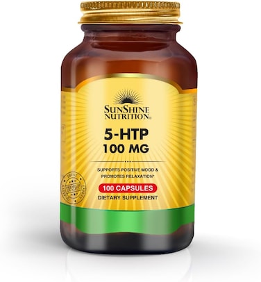 صنشاين نيوتريشن 5-Htp 100 ملغ, يدعم المزاج الإيجابي ويعزز الاسترخاء, يساعد في تقليل التوتر, يعزز أنماط النوم المريحة, 100 كبسولة