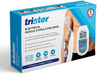 تريستر محفز العضلات الكهربائي من اي ام اس (TS‑710EMS) 9 اوضاع علاجية، 16 مستوى شدة، مقابض ثنائية القناة، تصميم بحجم الجيب لالام العضلات واعادة التاهيل